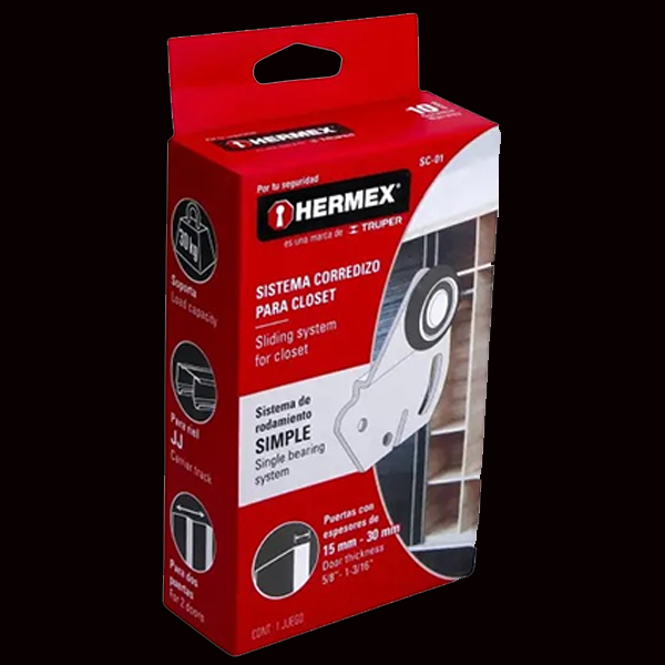 SISTEMA CORREDIZO DE RODOS (4 PCS) 30 KG P/CLOSET HERMEX SC-01 48970