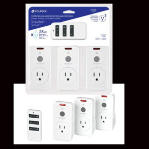 TOMA CORRIENTE CON CONTROL REMOTO VOLTECK 3 TOMAS JCOR-3 49489